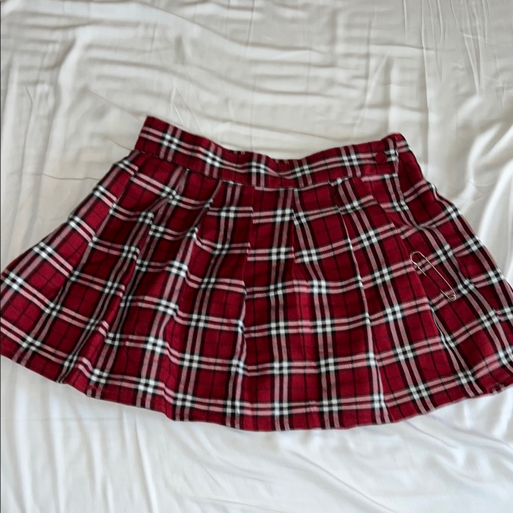 Spirit Red Pleated Skater Mini Skirt